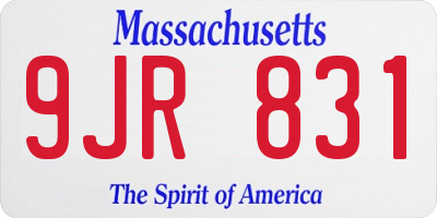 MA license plate 9JR831