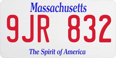 MA license plate 9JR832