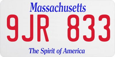 MA license plate 9JR833
