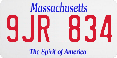 MA license plate 9JR834
