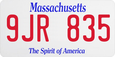 MA license plate 9JR835