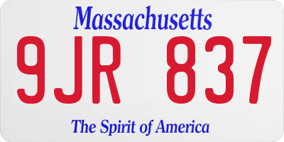 MA license plate 9JR837