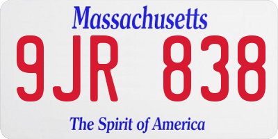 MA license plate 9JR838