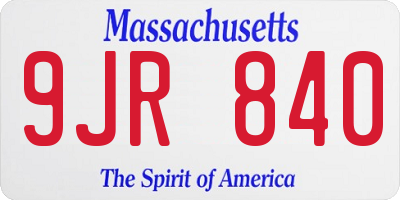 MA license plate 9JR840