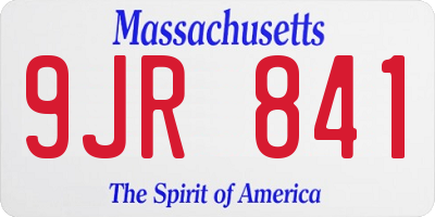 MA license plate 9JR841