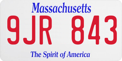 MA license plate 9JR843