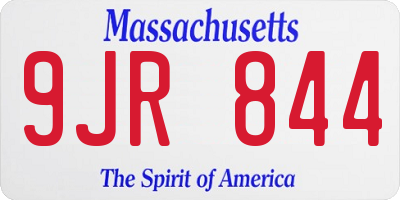 MA license plate 9JR844
