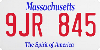 MA license plate 9JR845