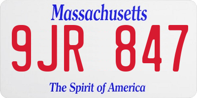 MA license plate 9JR847