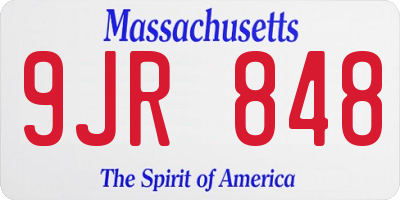 MA license plate 9JR848