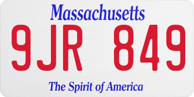 MA license plate 9JR849
