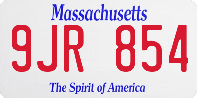 MA license plate 9JR854