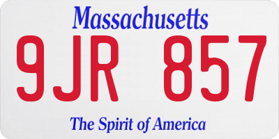 MA license plate 9JR857