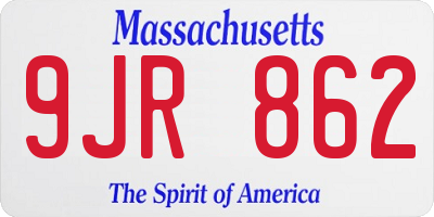 MA license plate 9JR862