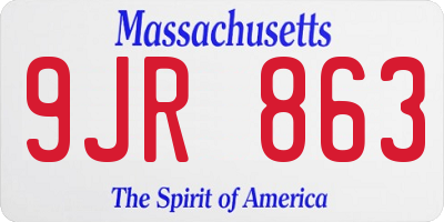 MA license plate 9JR863