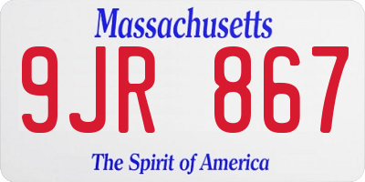 MA license plate 9JR867