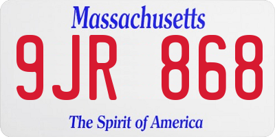 MA license plate 9JR868
