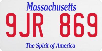MA license plate 9JR869