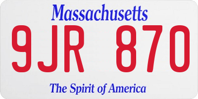 MA license plate 9JR870