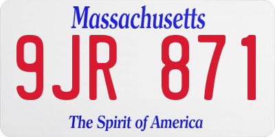 MA license plate 9JR871