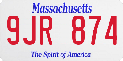 MA license plate 9JR874
