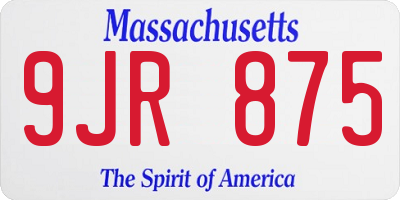 MA license plate 9JR875