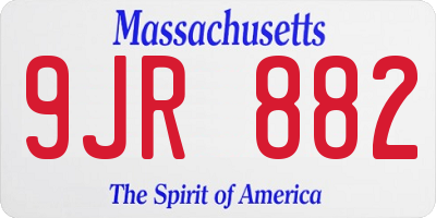 MA license plate 9JR882