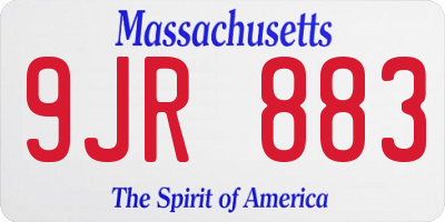 MA license plate 9JR883