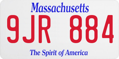MA license plate 9JR884