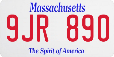 MA license plate 9JR890