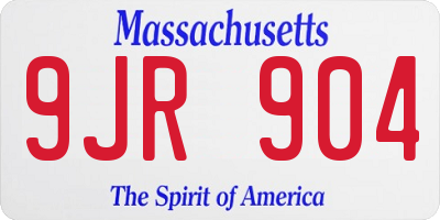 MA license plate 9JR904