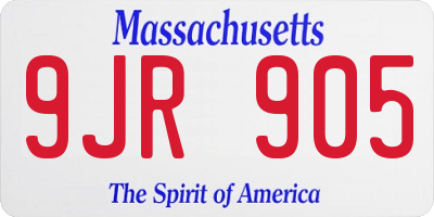 MA license plate 9JR905