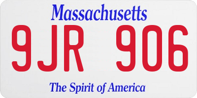 MA license plate 9JR906