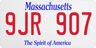 MA license plate 9JR907