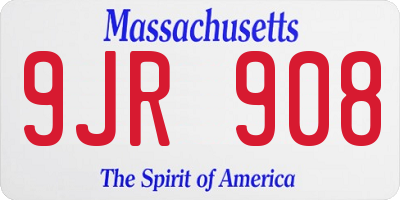 MA license plate 9JR908