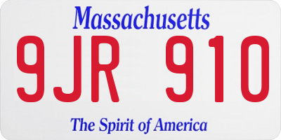 MA license plate 9JR910