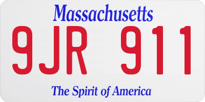 MA license plate 9JR911