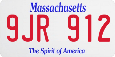 MA license plate 9JR912