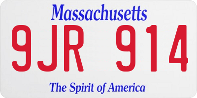 MA license plate 9JR914