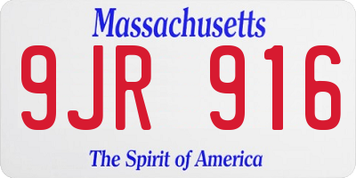 MA license plate 9JR916