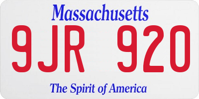 MA license plate 9JR920