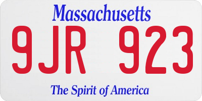 MA license plate 9JR923