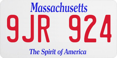 MA license plate 9JR924