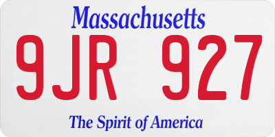 MA license plate 9JR927