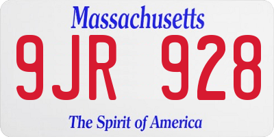 MA license plate 9JR928