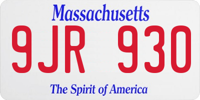 MA license plate 9JR930