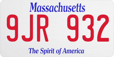 MA license plate 9JR932