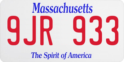 MA license plate 9JR933