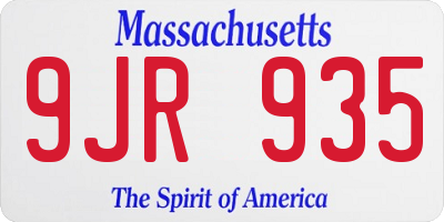 MA license plate 9JR935