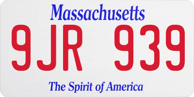 MA license plate 9JR939